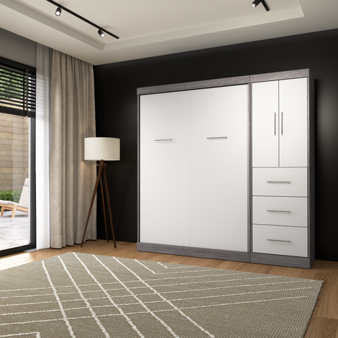 Lit escamotable double avec armoire-penderie (84L)