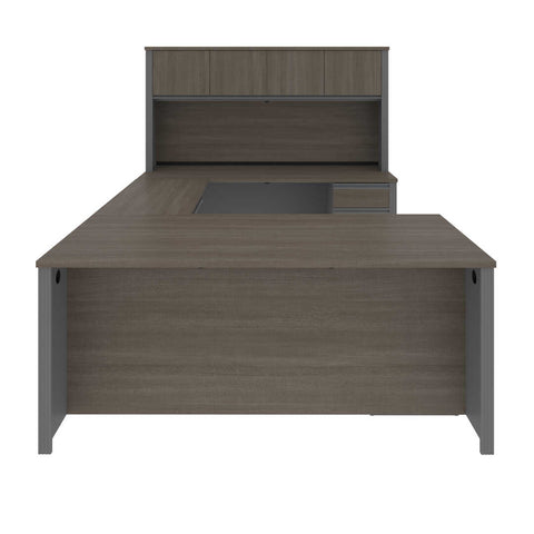 72W U-Shaped Executive Desk with 2 Pedestals and Hutch