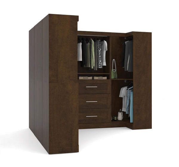 Contemporary U-Shaped Closet System with Shelves, Drawers & Clothing Rods, 161W x 33D