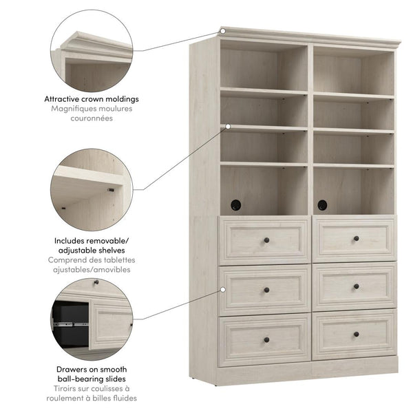 Système de rangement de garde-robe avec tiroirs 50L