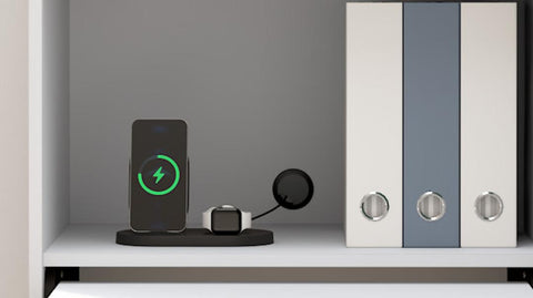 25W Pull-Out Desk Cabinet with Shelves and Hidden Storage