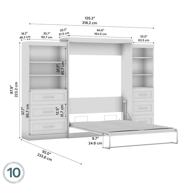 Grand lit escamotable et 2 étagères avec tiroirs (126L)