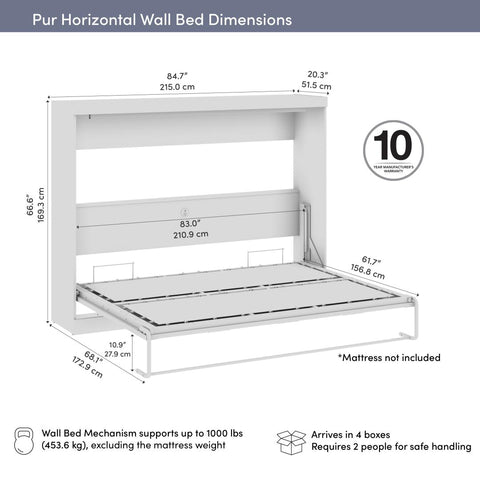 85W Queen Horizontal Murphy Bed