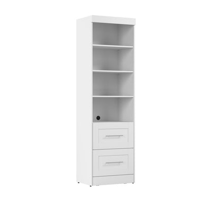 25W Pull-Out Desk Cabinet with Shelves and Hidden Storage