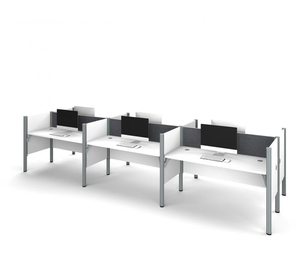 Poste de travail pour 6 personnes avec babillards gris