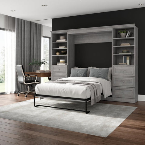 Full Murphy Bed and 2 Closet Organizers with Drawers (109W)