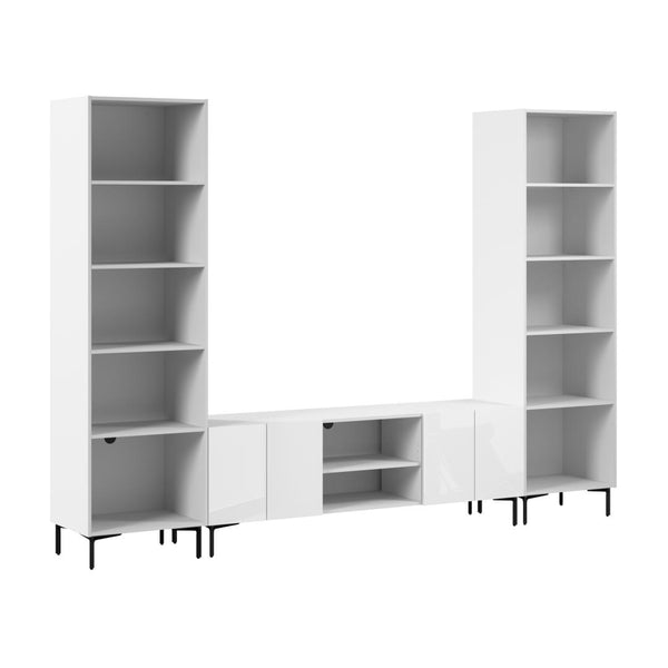 118W Modular Entertainment Center with TV Stand and Media Storage Towers