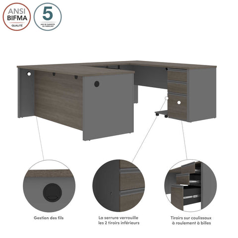 Bureau de direction en U 72L avec caisson