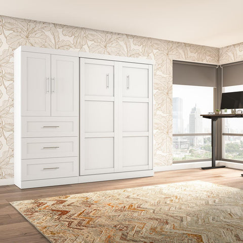 Lit escamotable double et armoire avec tiroirs (95L)