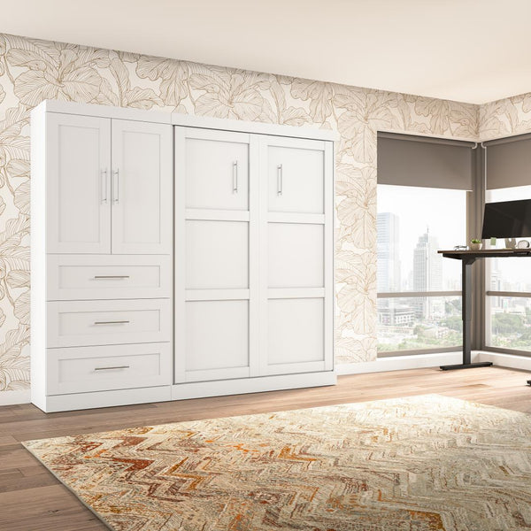 Lit escamotable double et armoire avec tiroirs (95L)