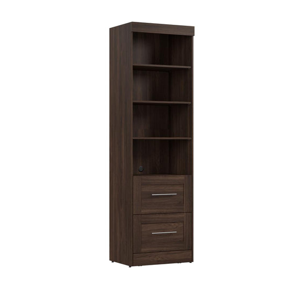 25W Pull-Out Desk Cabinet with Shelves and Hidden Storage