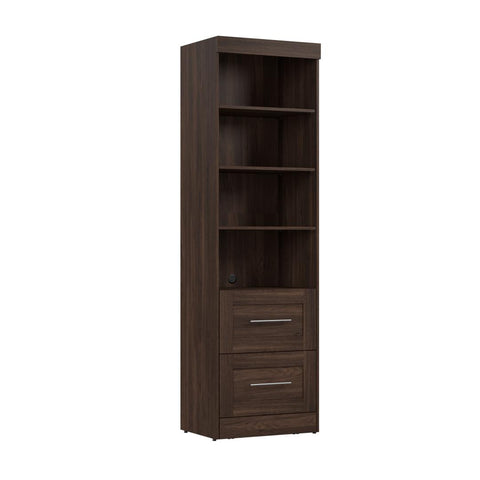 25W Pull-Out Desk Cabinet with Shelves and Hidden Storage