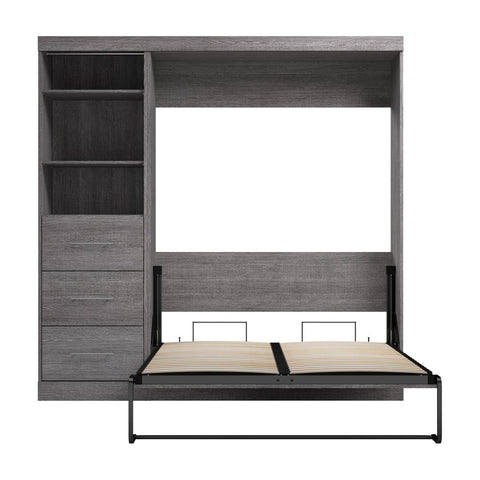 Lit escamotable double et organisateur de garde-robe avec tiroirs (84L)