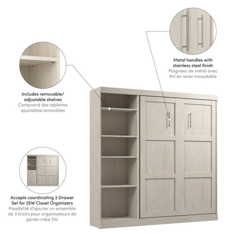 Full Murphy Bed with Shelving Unit (84W)