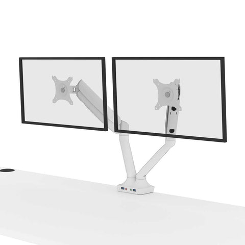Bureau assis-debout 72L x 30P avec support double pour moniteurs