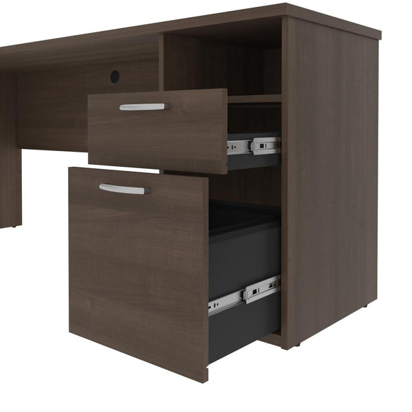 72W L-Shaped Standing Desk with Bookcase and File Cabinet