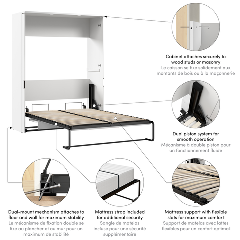 Lit escamotable double avec bureau 61L