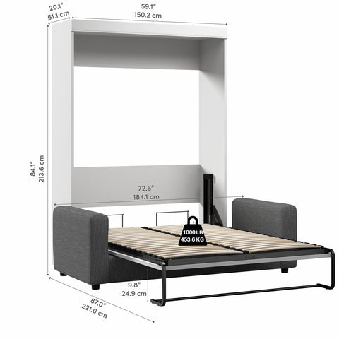 Lit escamotable double avec canapé (73L)