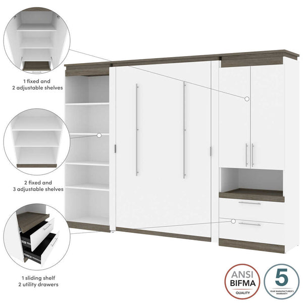 Lit escamotable deux places (double) avec rangement multifonctionnel (119L)