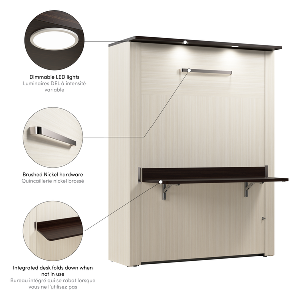 Lit escamotable double avec bureau 61L