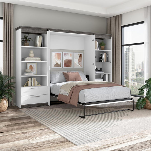 Full Murphy Bed with Shelves and Drawers (120W)