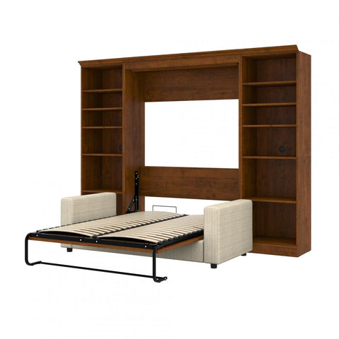 Lit escamotable double avec canapé et organisateurs de garde-robe (109L)