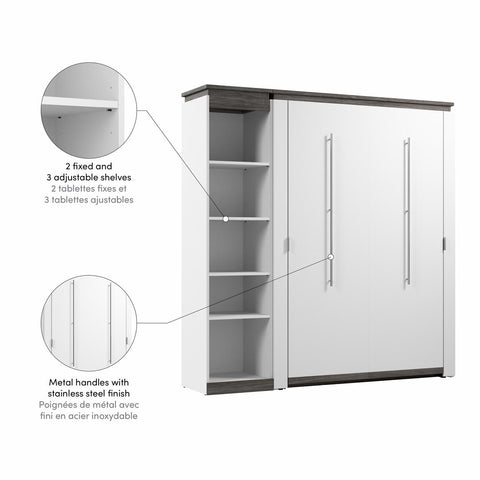 Lit escamotable double avec étagère (81L)