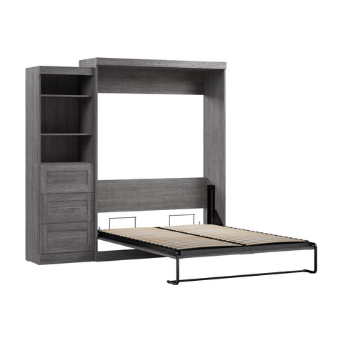 Queen Murphy Bed and Shelving Unit with Drawers (90W)