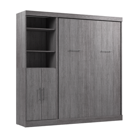 Lit escamotable double et organisateur de garde-robe avec portes (84L)