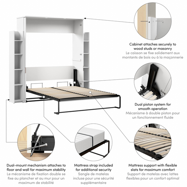 88W Queen Murphy Bed with Shelves