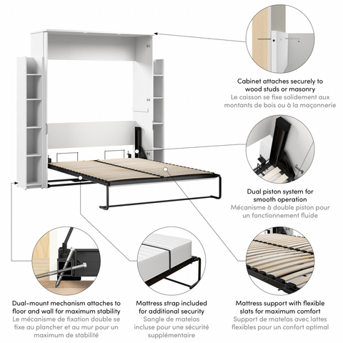 88W Queen Murphy Bed with Shelves