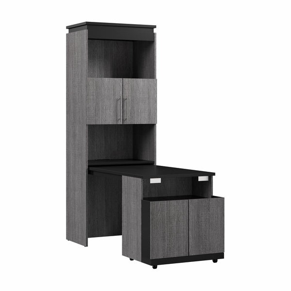 Grande armoire 30L avec portes et bureau rétractable