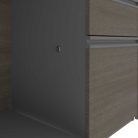 72W L-Shaped Desk with Pedestal and Hutch