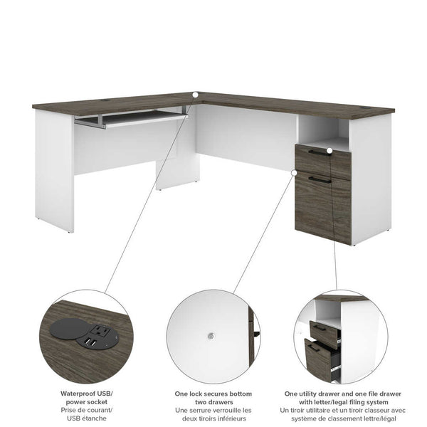 Bureau en L avec huche