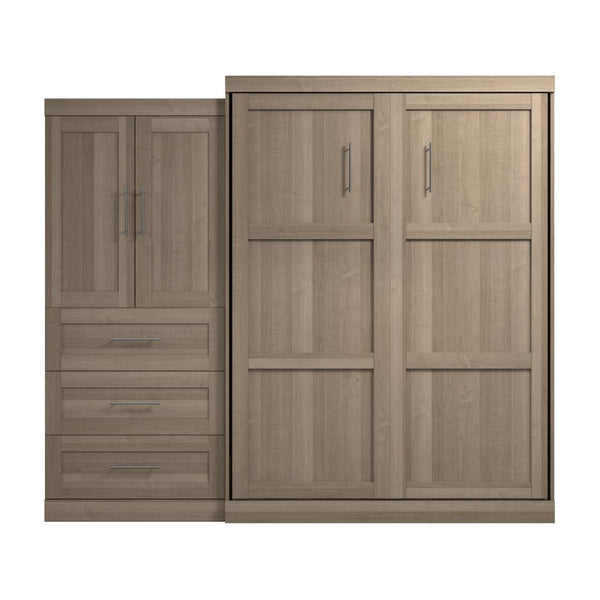 Queen Murphy Bed and Storage Cabinet with Drawers (101W)