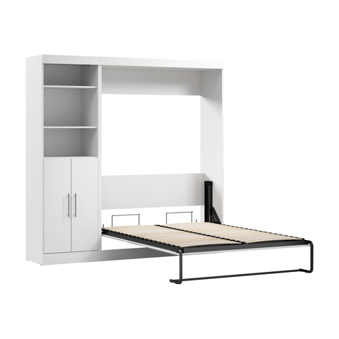 Lit escamotable double et organisateur de garde-robe avec portes (84L)
