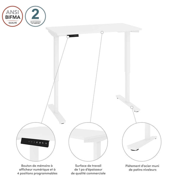 Bureau assis-debout électrique 48L x 24P