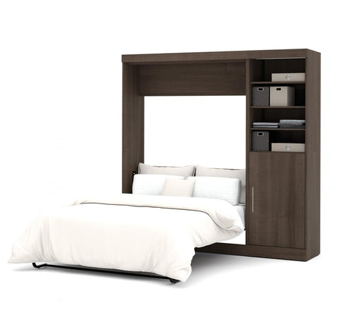 Lit escamotable double et organisateur de garde-robe avec portes (84L)