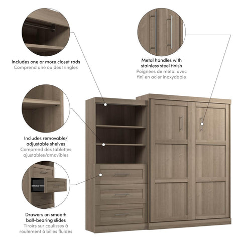 Queen Murphy Bed and Shelving Unit with Drawers (101W)