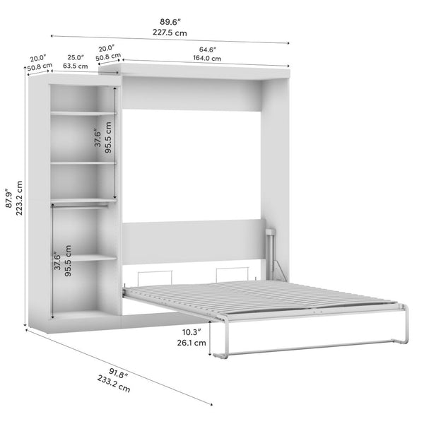 Grand lit escamotable avec organisateur de garde-robe (90L)