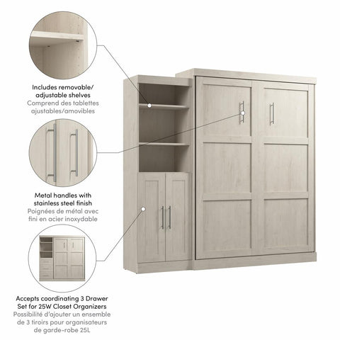 Queen Murphy Bed and Closet Organizer with Doors (90W)