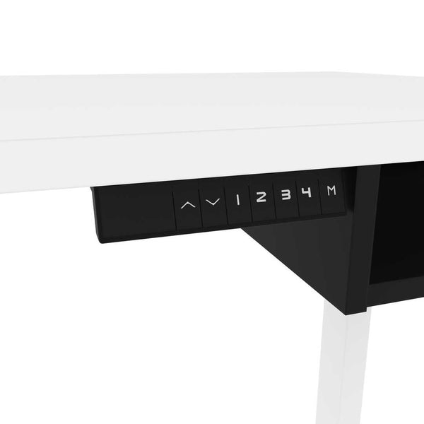 81W L-Shaped Standing Desk with Dual Monitor Arm and Credenza
