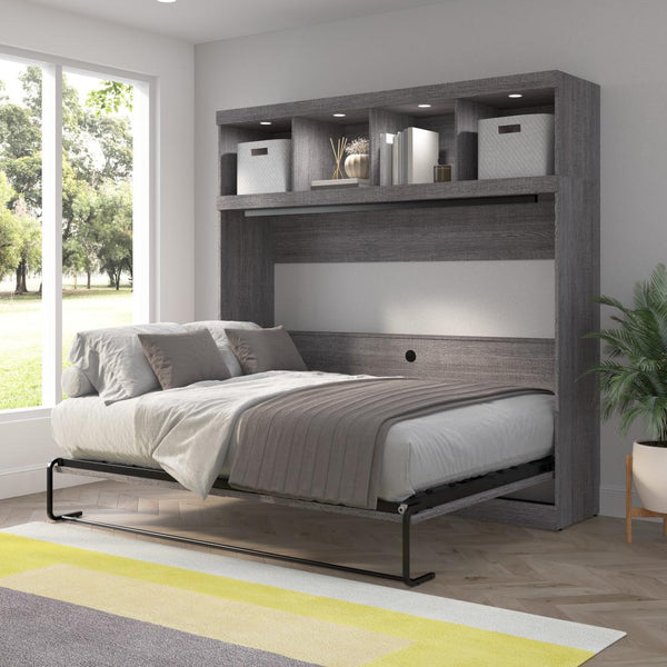 85W Queen Horizontal Murphy Bed with Overhead Storage