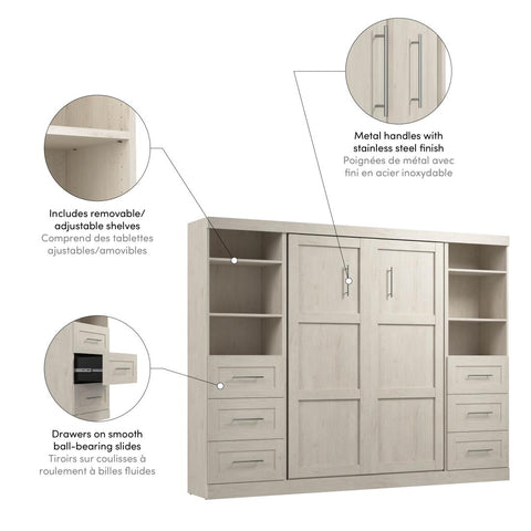 Full Murphy Bed and 2 Shelving Units with Drawers (109W)