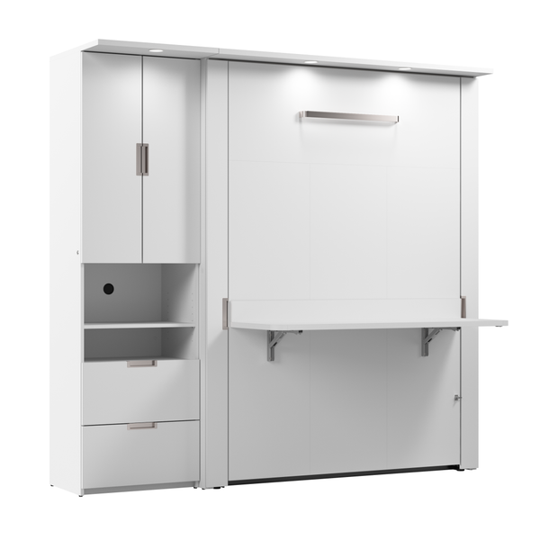 Lit escamotable double avec bureau et armoire (84L)