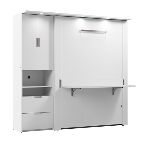 Lit escamotable double avec bureau et armoire (84L)