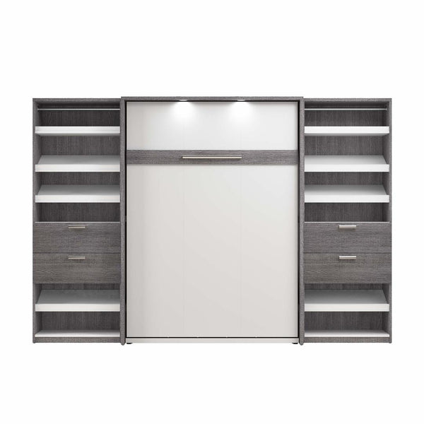 Lit escamotable double avec 2 organisateurs de garde-robe avec tiroirs (119L)