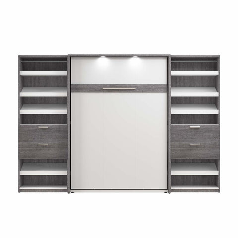 Lit escamotable double avec 2 organisateurs de garde-robe avec tiroirs (119L)