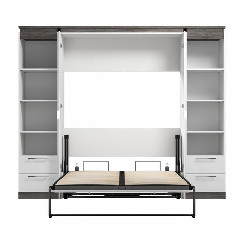 Lit escamotable double avec tablettes et tiroirs (100L)