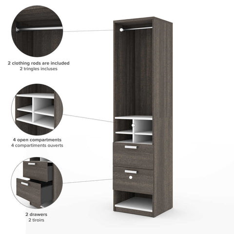 Organisateur de garde-robe avec compartiments et tiroirs 20L